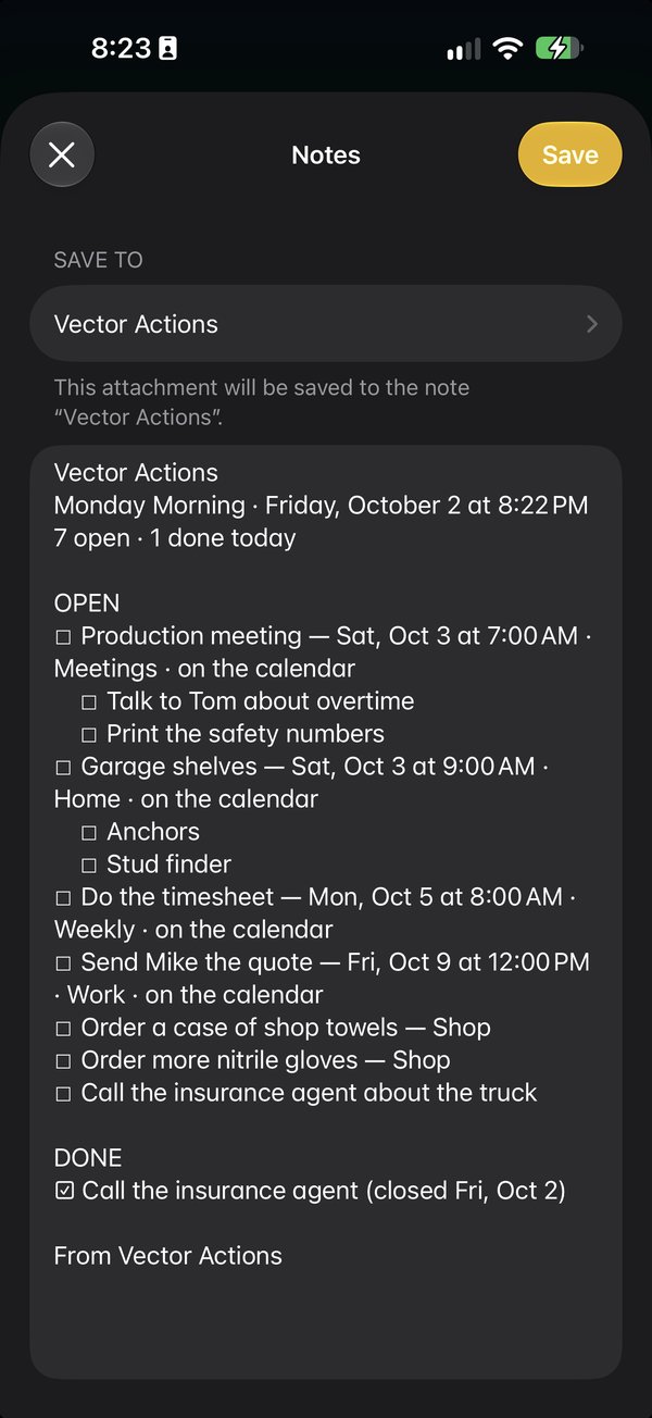 Send to Notes: the whole list, ready to add to your running note