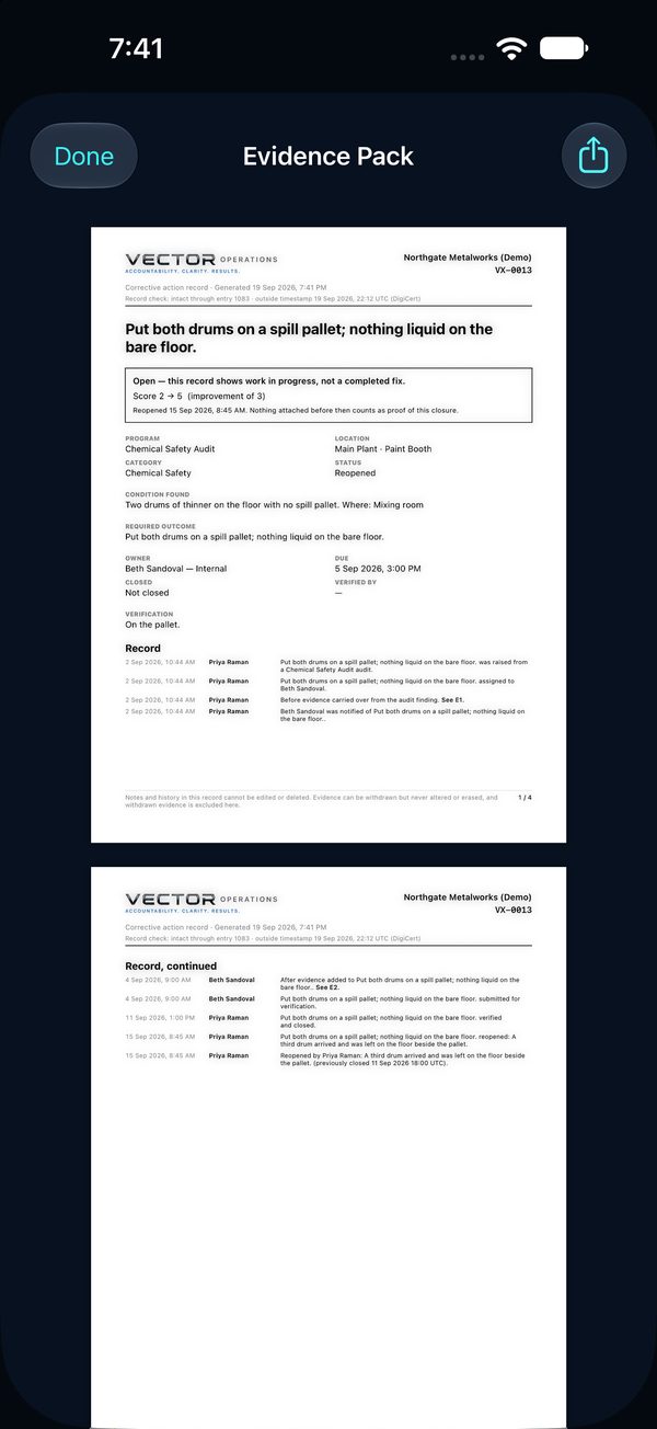 Evidence pack pages for item VX-0013
