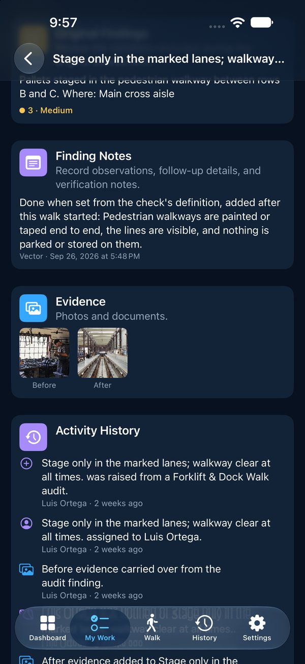 An item's before and after photos, and its activity history
