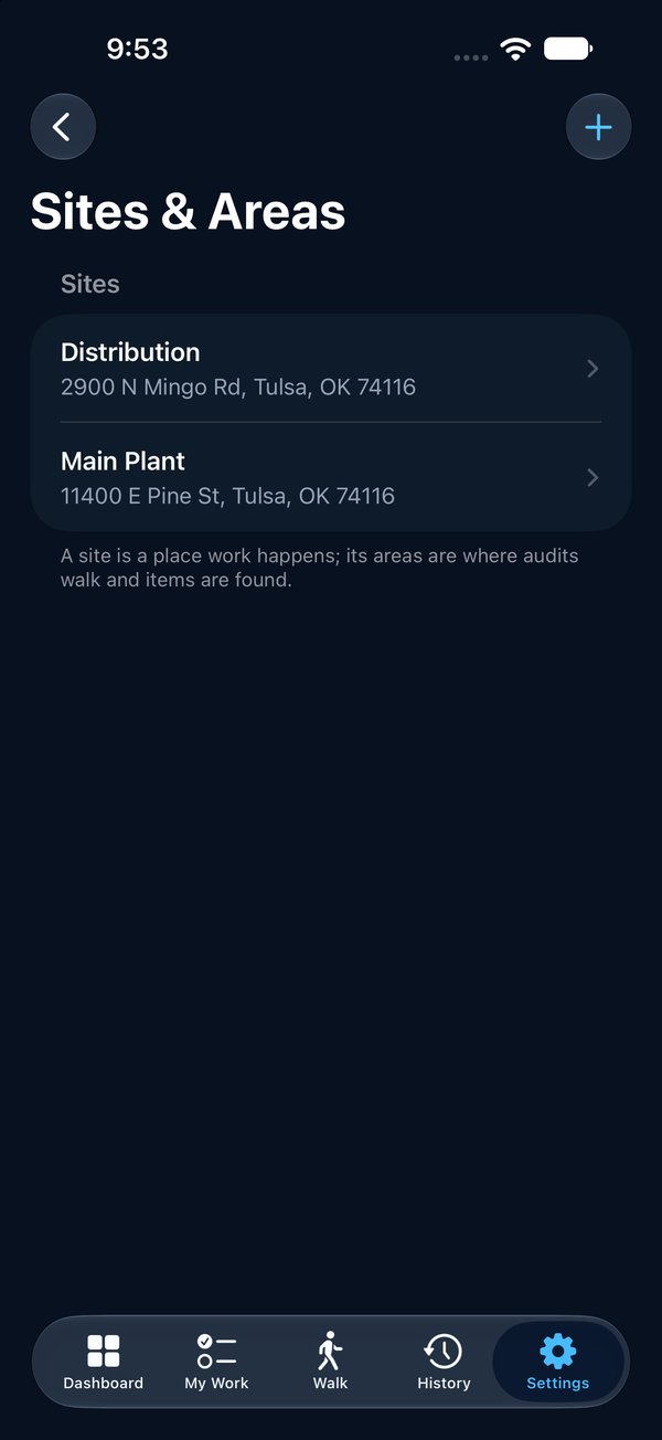 Sites & Areas: the Distribution and Main Plant sites with their addresses