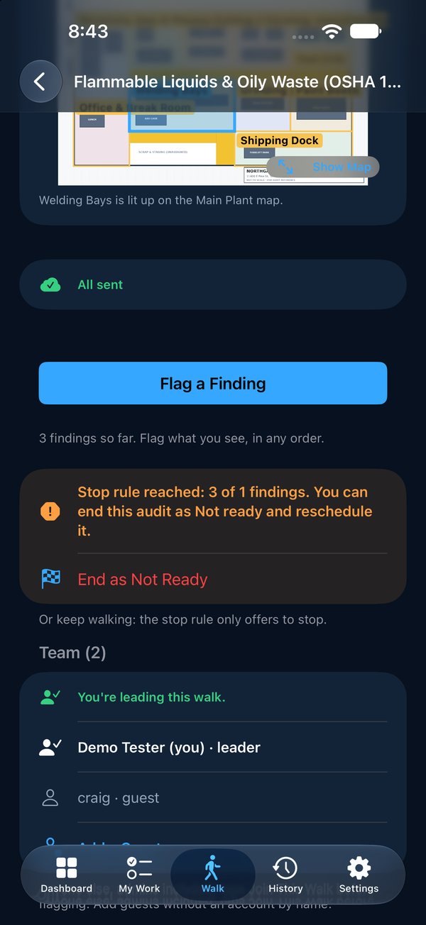 The stop rule: end the audit as Not ready
